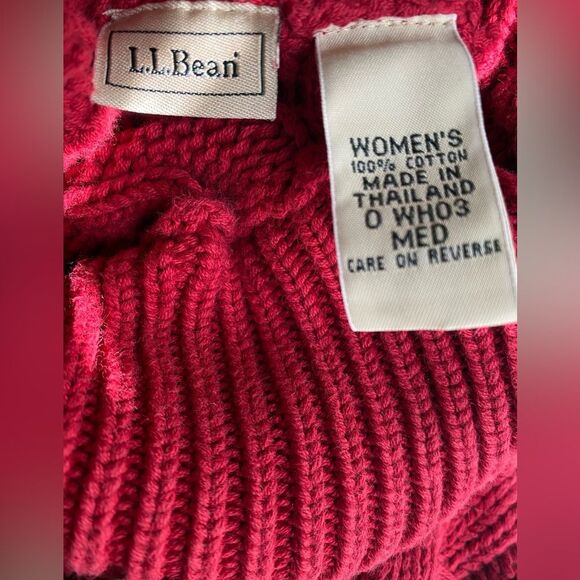 90s Vintage LL Bean Cable Knit Mock Neck Women’s Sweater Size Med 100% Cotton - Picture 3 of 6